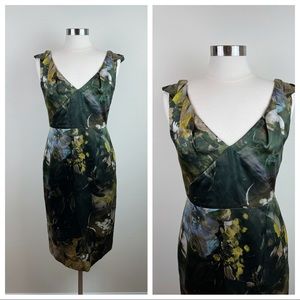 Elie Tahari Green Yellow Floral Silk Dress Size 8